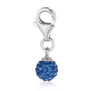 Sterling Silver Enamel & Crystal September birthstone clip on ball charm Jewelry