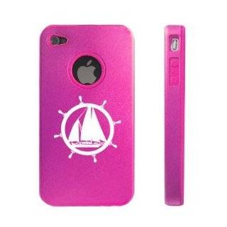 Apple iPhone 4 4S 4G Hot Pink D1995 Aluminum & Silicone Case Cover Sail Boat Wheel Cell Phones & Accessories