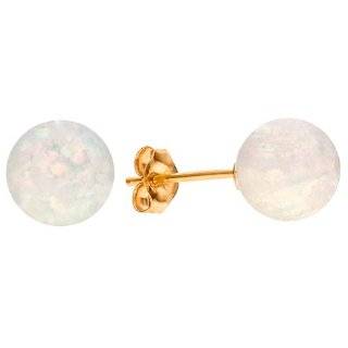 7mm Round Opal Ball 14k Yellow Gold Stud Earrings FreshTrends Jewelry