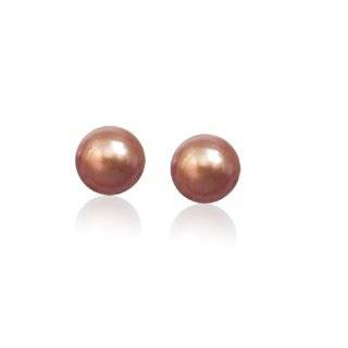 14K Yellow Gold Cultured Chocolate Pearl Stud Earrings (6.0 mm) Jewelry