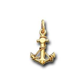 14K Solid Yellow Gold Small Anchor Charm Pendant IceNGold Jewelry