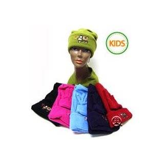 Kids Winter Hat Scarf & Glove Set Solid Color with Design Color Green Health & Personal Care