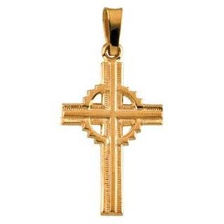 14k Yellow Gold Contemporary Celtic Cross Pendant Jewelry