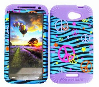 3 IN 1 HYBRID SILICONE COVER FOR HTC ONE X HARD CASE SOFT LIGHT PURPLE RUBBER SKIN ZEBRA PEACE LP TE321 S S720E KOOL KASE ROCKER CELL PHONE ACCESSORY EXCLUSIVE BY MANDMWIRELESS Cell Phones & Accessories