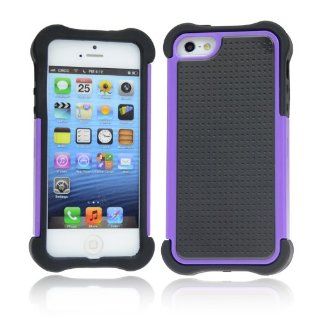 For iPhone 5 5S 5C 5G Combo Hybrid Rugged Rubber Matte Hard Case Cover & Stylus/Film (Purple) Cell Phones & Accessories