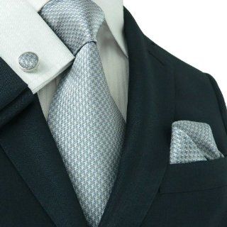 Landisun 343 Dark Gray Solids Mens Silk Tie Set Tie+Hanky+Cufflinks Exclusive at  Men�s Clothing store
