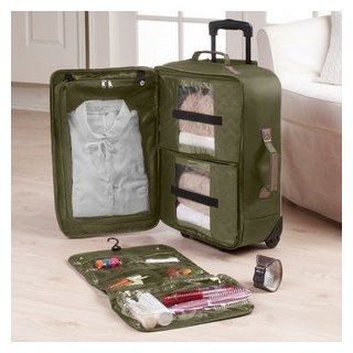 Joy Mangano Clothes It All TravelEase Light 22" Mobile Dresser Luggage   OLIVE 