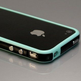 Blue / Black Bumper Case for Apple iPhone 4 [Total 60 Colors] +Free Screen Protector and Charge USB Cable (371 32) Cell Phones & Accessories
