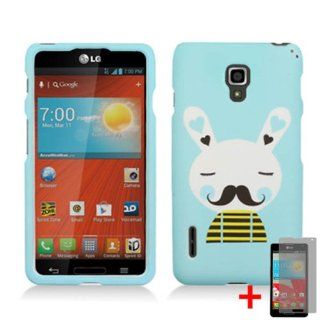 LG OPTIMUS F7 US780 CUTE BLUE CARTOON BUNNY MUSTACHE COVER SNAP ON HARD CASE +FREE SCREEN PROTECTOR from [ACCESSORY ARENA] Cell Phones & Accessories