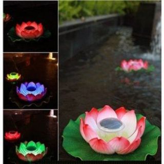 colorful waterproof Outdoor Garden Pool Solar Powered LED Landscape lotus Flower Light lamp   Led Household Light Bulbs  