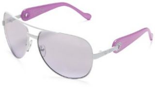 Jessica Simpson Women's J388 Aviator Sunglasses,White Frame/Gradient Purple With Flash Lens,one size Clothing