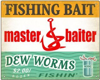 Master Baiter Fishing Bait Sign / funny retro mancave bathroom wall decor 389 