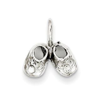 14K White Gold Baby Booties Charm Pendant Jewelry