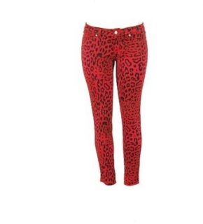 G2 Fashion Square Women's Red Leopard Printed Skinny Jeans(BTM JEN,RED S) Clothing