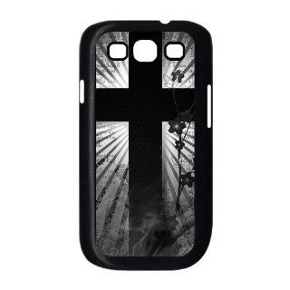 Black Samsung Galaxy S3 I9300 Custom Hard Cover Case   Christian Cross Jesus Christ Flowers Cell Phones & Accessories
