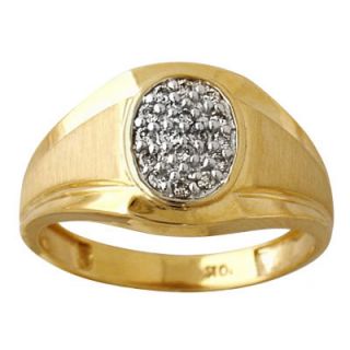 Szul Mens 10K Yellow Gold Round Cut Diamond Ring