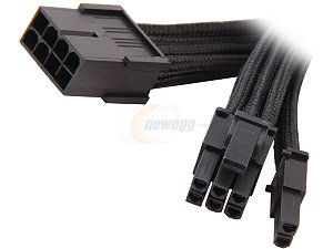 Silverstone PP07 PCIB 11.81" Sleeved Extension Power Supply Cable, 1 x 8pin to PCI E 8pin(6+2) Connector