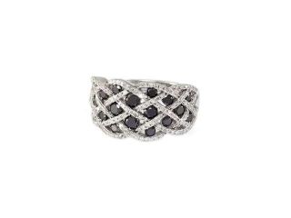 Effy Jewelry Prism Caviar Black and White Diamond Ring, 1.29 TCW  Size 7.5