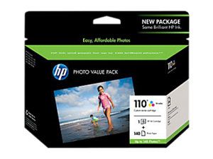 HP 110 Series Tri color Ink Cartridge with 140 sheet Photo Value Pack (Q8700BN#140)