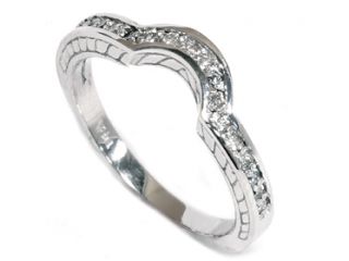 .25CT CURVED BAND  REAL DIAMOND ANTIQUE ENGRAVED ENHANCER 14K WHITE GOLD RING