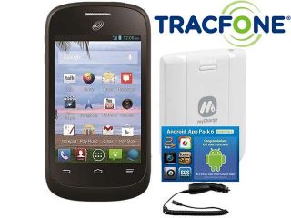 ZTE Valet (Tracfone) Black and Silver Frame 1.0GHz Cell Phone Bundle with MyCharge Voyage 1000mAh, Avanquest App Pack, hypercel Car Charger, Tracfone 600 Minute (200 Minute Airtime Card) & Triple Minutes for Life