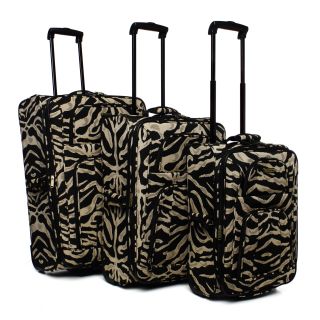 Advantage Lightweight Zebra Tapestry Collection 3 piece Upright Luggage Set (ZebraMaterials Durable 1200 denier ExpandablePockets Front and rear exterior pockets for last minute items, fully lined interior with shoe pockets and removable accessory bagWe