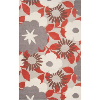 Tepper Jackson Hand tufted Contemporary Red/grey Floral Dreamscape Wool Rug (8 X 11)