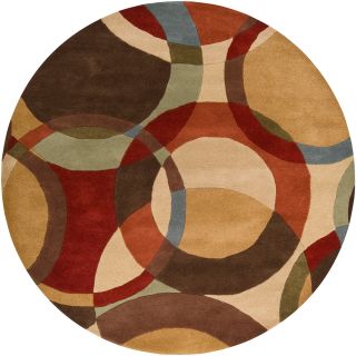 Hand tufted Contemporary Multi Colored Circles Lev Wool Geometric Rug (99 Round)
