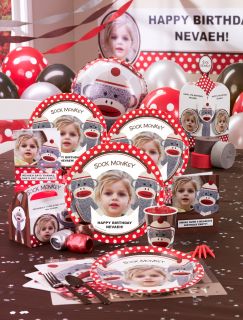 Sock Monkey Red   Personalized Party Theme