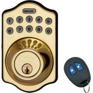 LockState Electronic Keyless Deadbolt Lock with Remote Polished Brass LS DB500R PB