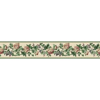 The Wallpaper Company 4.125 in. x 15 ft. Green Jewel Tone Floral Document Border WC1280678