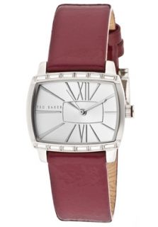 Ted Baker TE2008  Watches,Womens White Crystal Silver Dial Plum Patent Genuine Leather, Casual Ted Baker Quartz Watches