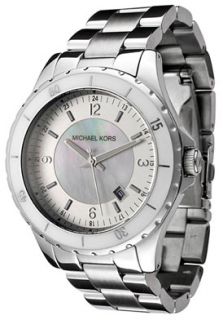 Michael Kors MK5175  Watches,Mens White Mother Of Pearl and Silver Dial Stainless Steel, Casual Michael Kors Quartz Watches