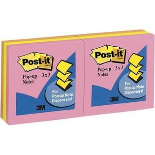 Post it Notes, Original Pop up, 3 Inches x 3 Inches, Assorted Neon