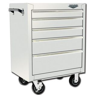 Viper Tool Storage  26 Inch 5 Drawer 18G Steel Rolling Cabinet, White