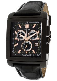Men's Evolution Chrono Black Leather Black Reversible Dial and IP SS