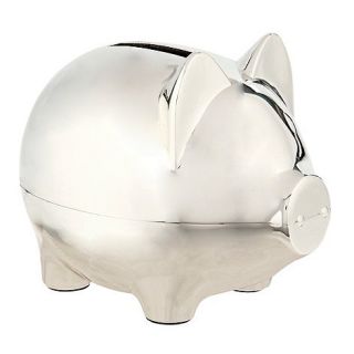 J by Jasper Conran Silver plated pig money box