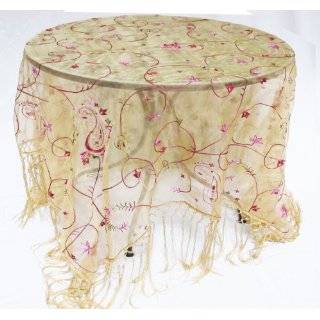   Paisley Fringed Piano Shawl Table Topper Tablecloth Gold