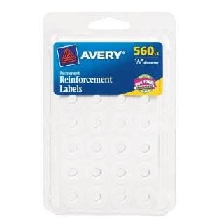 Avery Self Adhesive Reinforcement Labels, 0.25 Inches, Round, White 