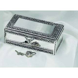 ANTIQUE SILVER JEWELRY BOX WITH JEWELED LOCK