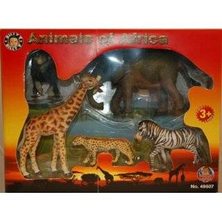  Wild Animals 6 Piece Playset Gazele, Coyote, Rhino, Hippo 