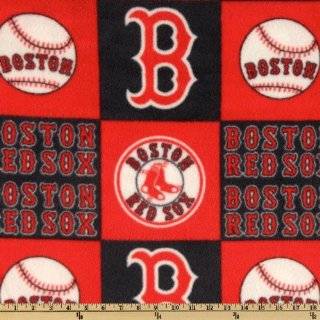 MLB Boston Red Sox Navy Baseball on Navy Print Fleece Fabric By the 