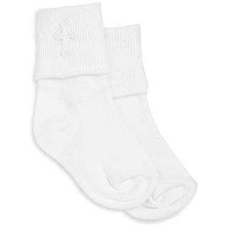   Baby boys Infant Christening Socks With Embroidered Cross Appliques