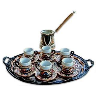 Turkish Coffee Set for Two with Oval Tray  Kitchen 