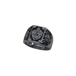Templar Knight Masons Masonic Ring Rhodium EP Size 9 14 Lifetime 