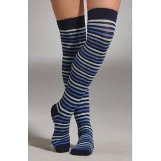  Grey and Black Striped Over the Knee Socks by K. Bell 