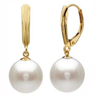   Round White Cultured Freshwater Pearl High Luster, Leverback