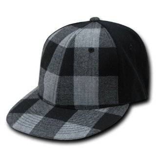   PLAID FLAT BILL FLEX FIT BLACK HAT CAP SKATE HATS 