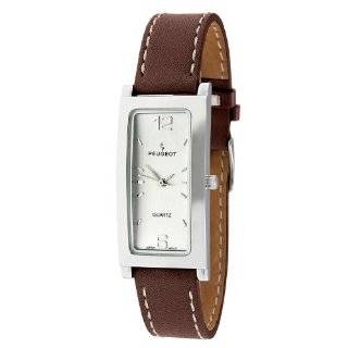  Peugeot Womens 708BR Silver Tone Brown Leather Strap 