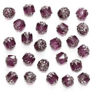   Glass Beads 6mm Clear Crystal with Silver Ends (25) Arts, Crafts